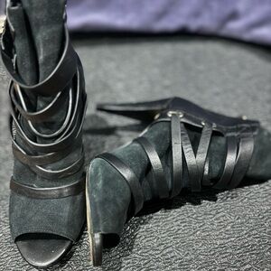 Guess Black Peep Toe Boots with 4 1/4 inch heels